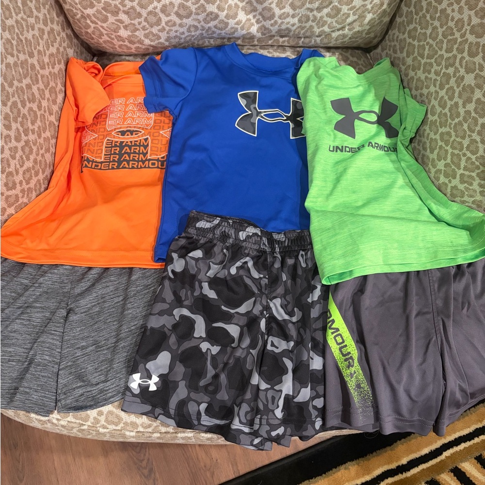 Under Armour Kids' Short Sleeve Active Tees in Blue, Green & Orange